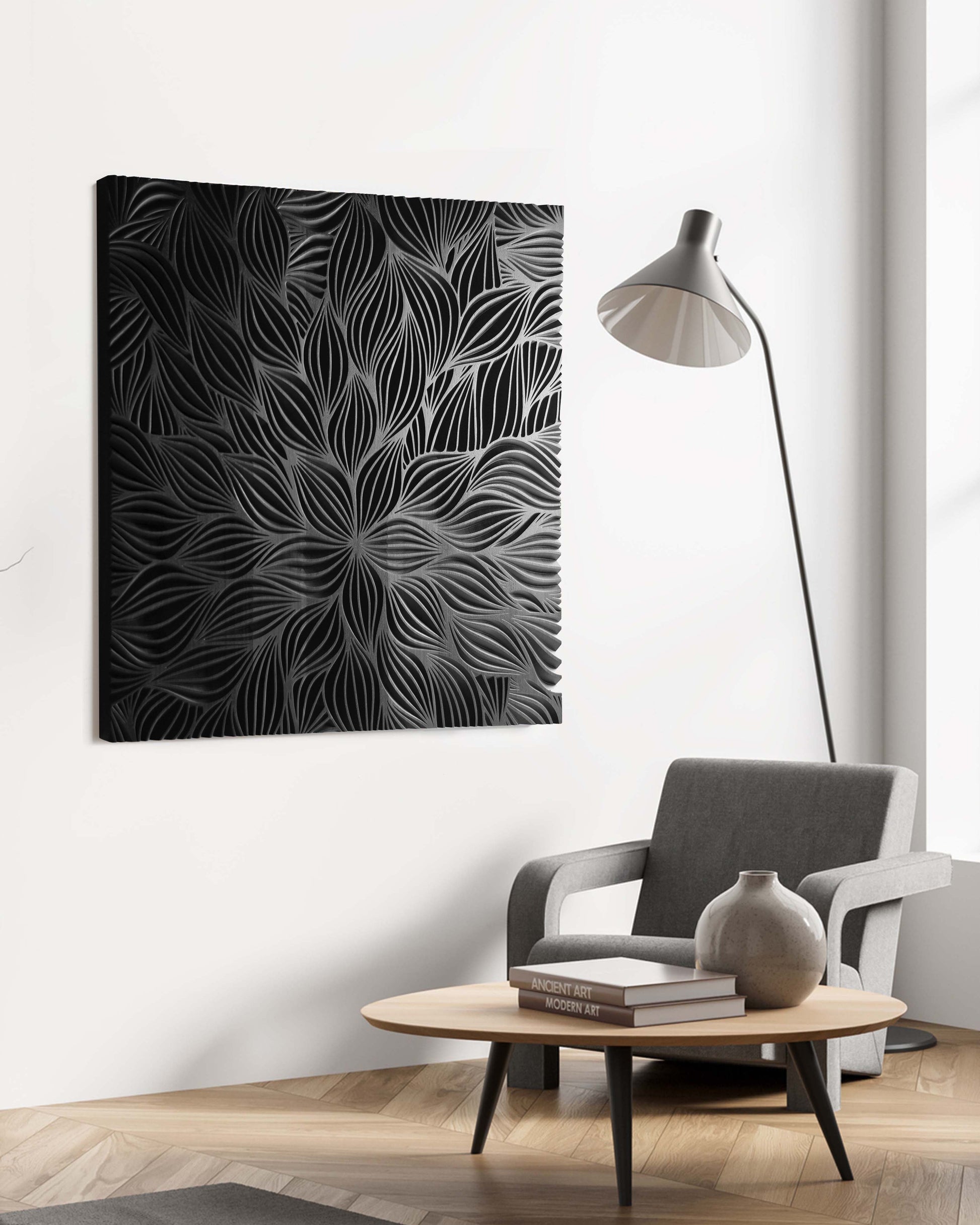 FLOWERS black - Square Wall Decor SquareOff