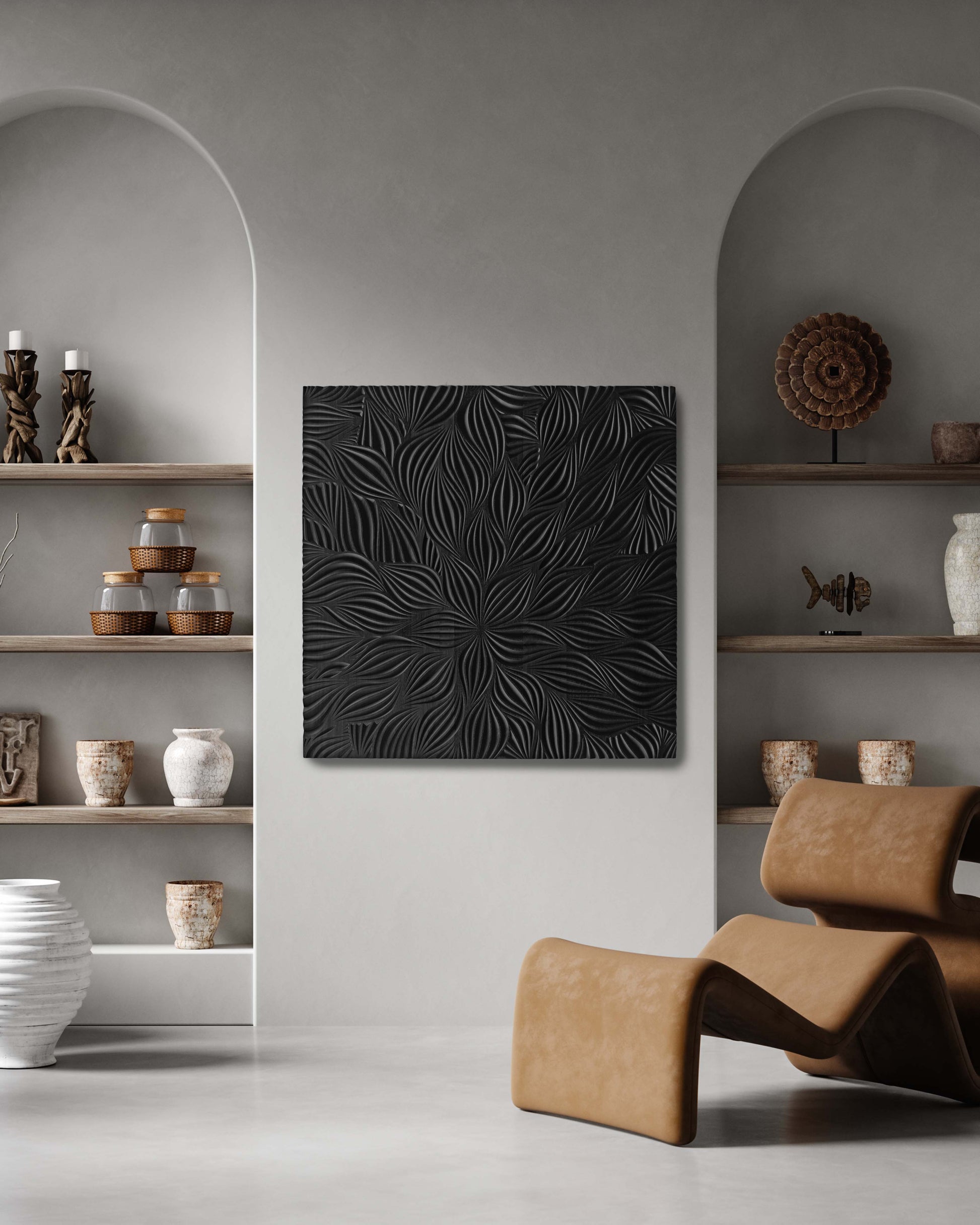 FLOWERS black - Square Wall Decor SquareOff