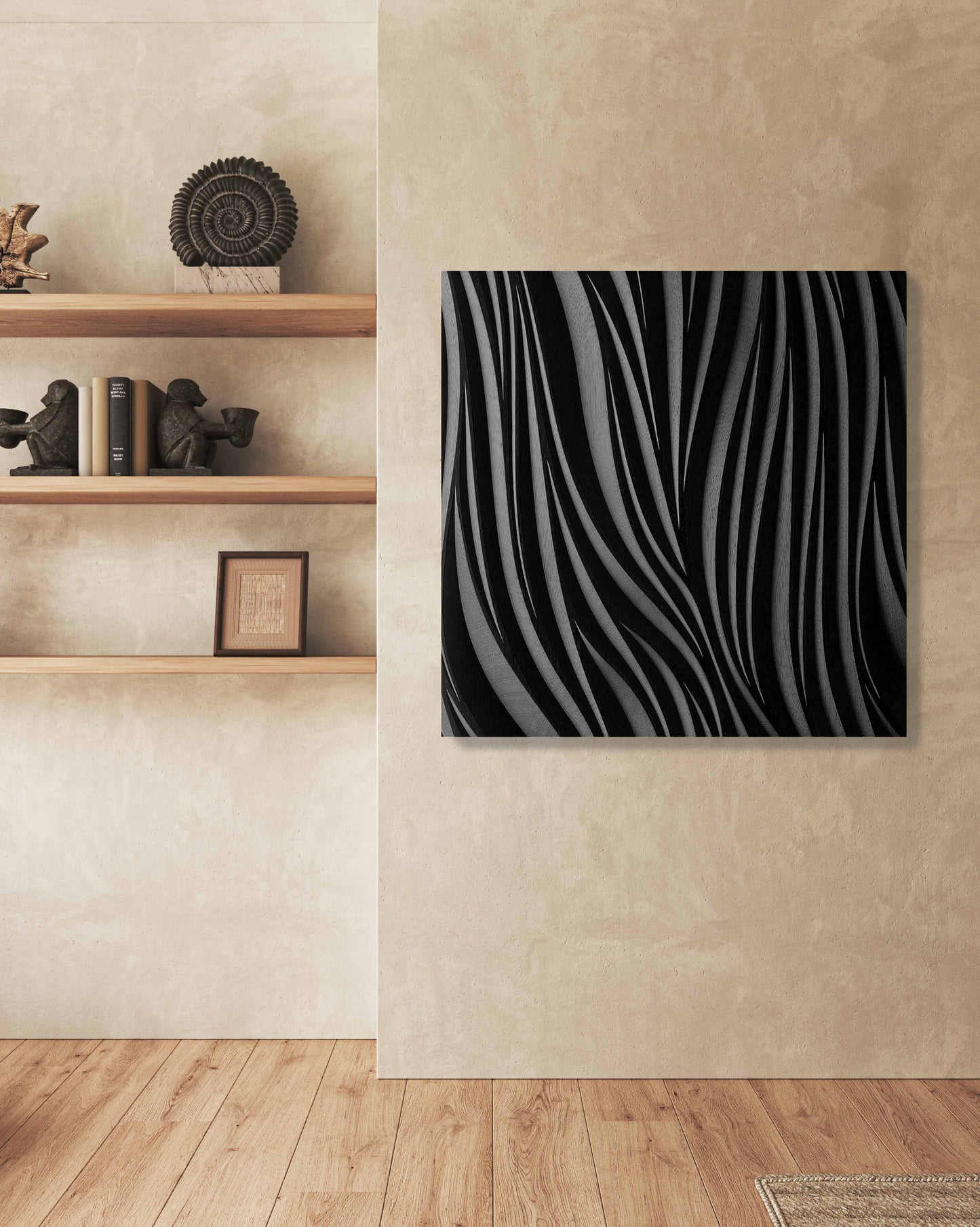 CANYON Black - Round Wall Sculpture SquareOff