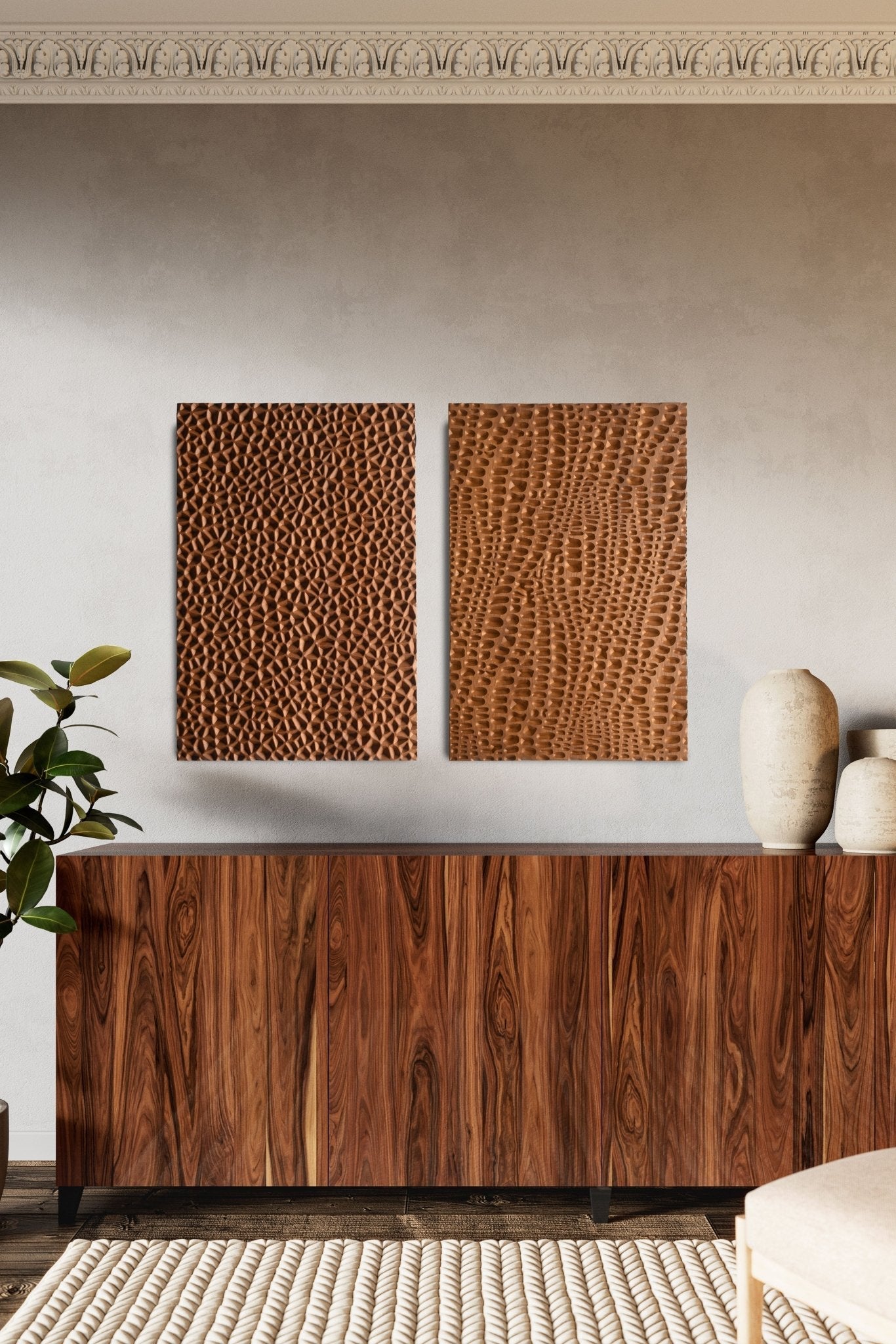 Holes_ Wooden Wall Decor In Iroko Solid Wood