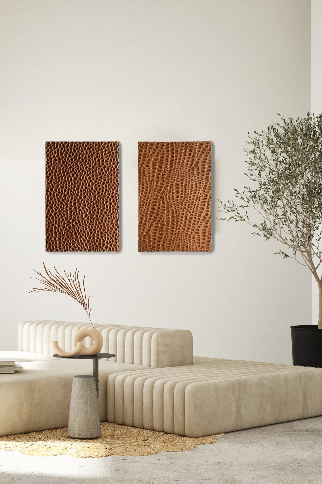 Holes_ Wooden Wall Decor In Iroko Solid Wood