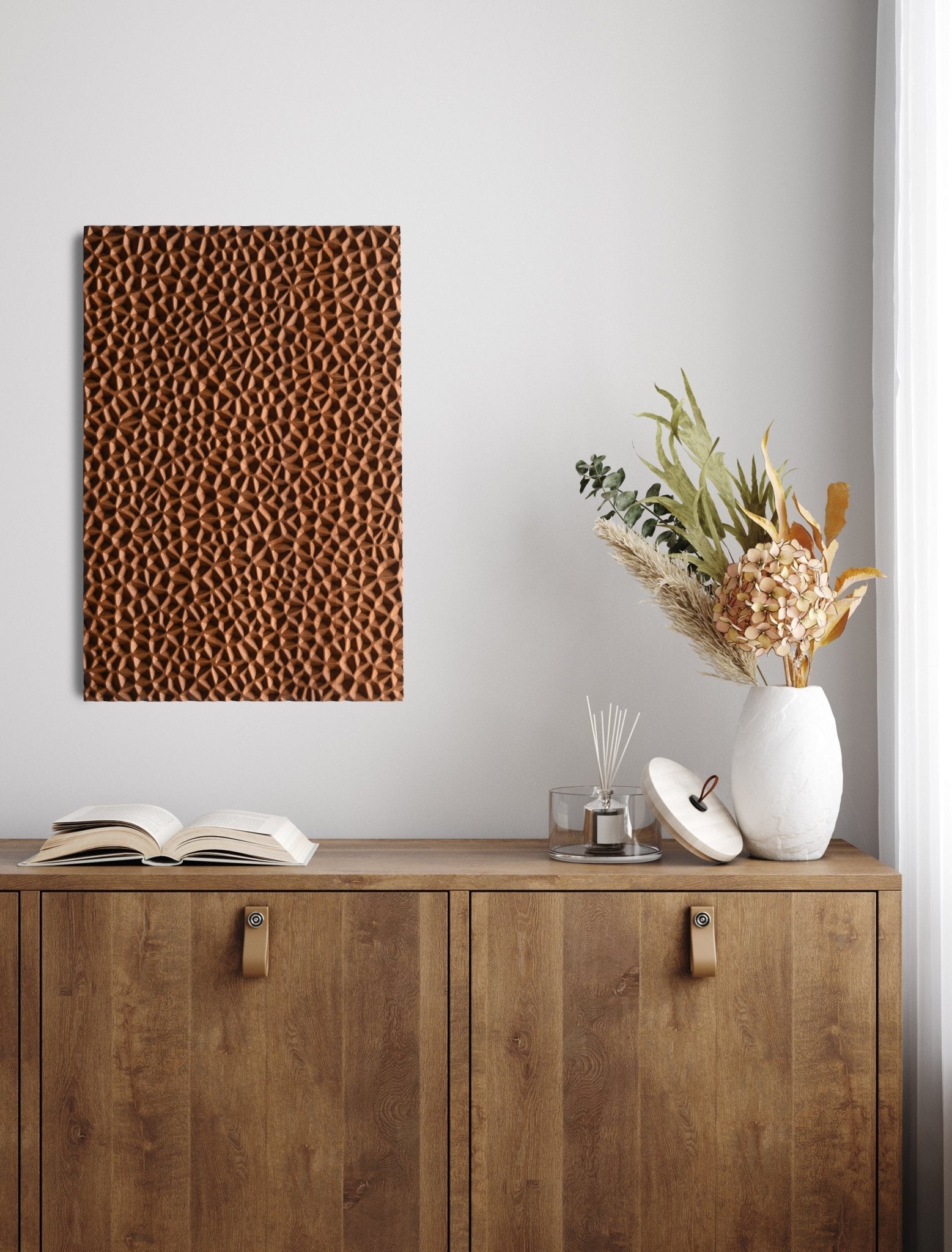 Holes_ Wooden Wall Decor In Iroko Solid Wood