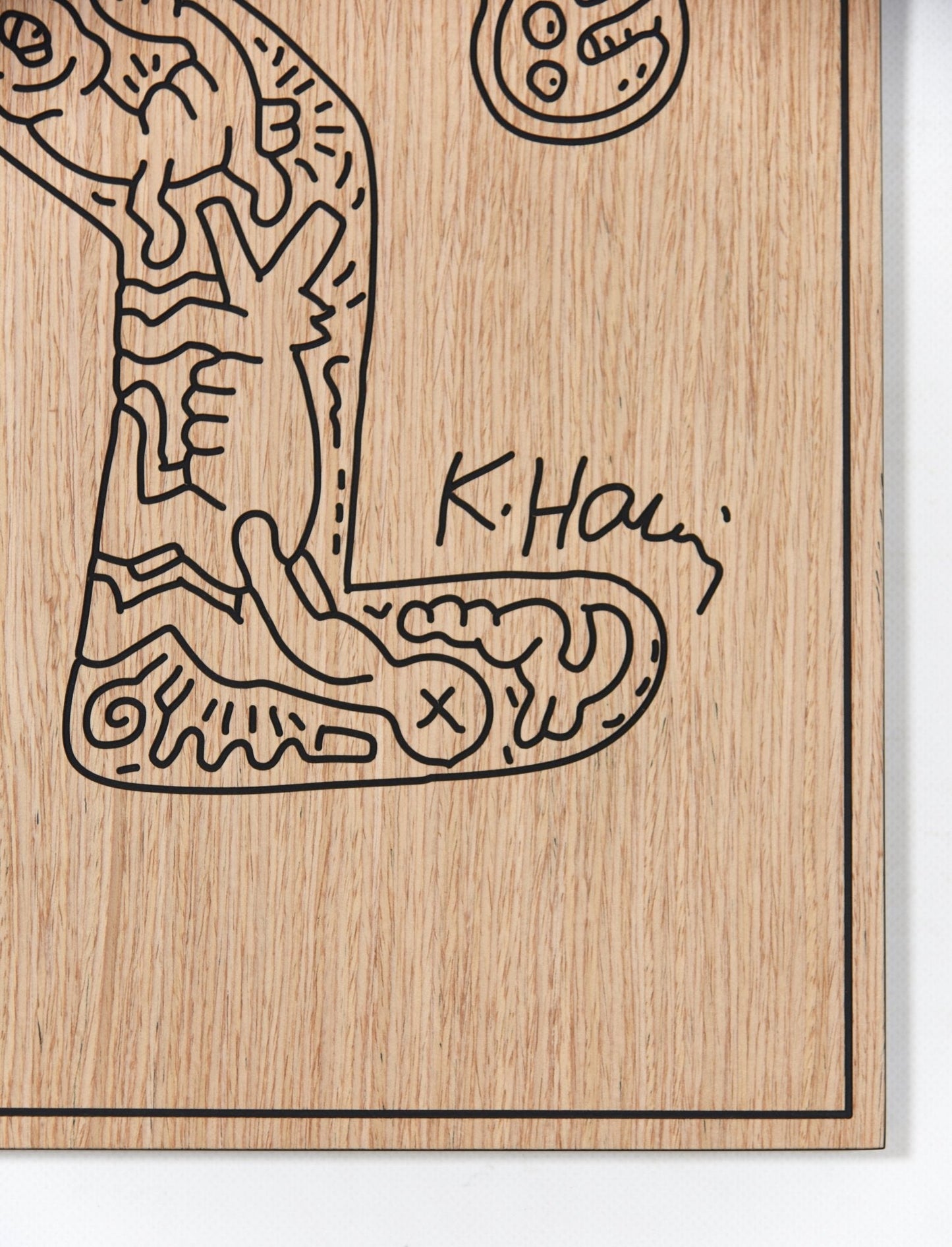 keith haring crocodile - wood modern keith haring art - SquareOff