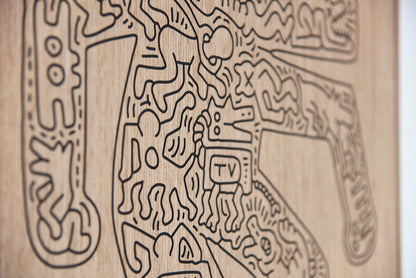 keith haring crocodile - wood modern keith haring art - SquareOff