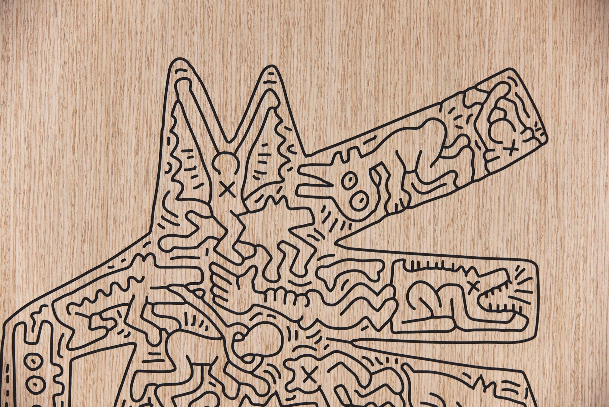 keith haring crocodile - wood modern keith haring art - SquareOff