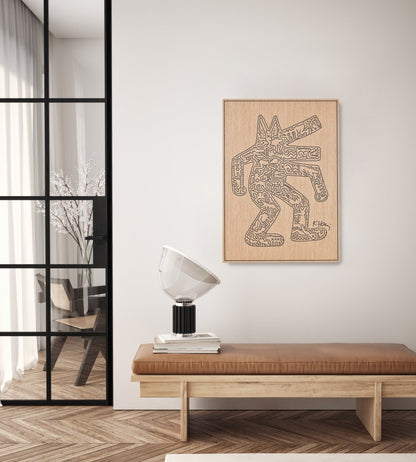 keith haring crocodile - wood modern keith haring art - SquareOff