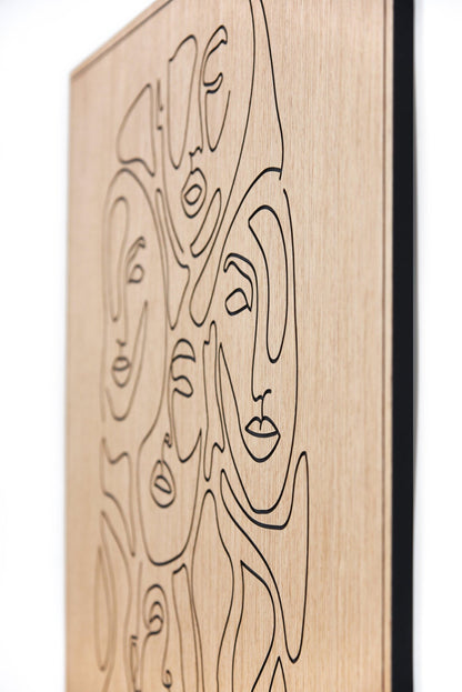 merging of faces - Large Abstract Wood Panel set decor - SquareOff