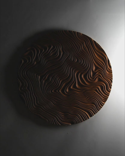 CANYON iroko - Round Wall Sculpture