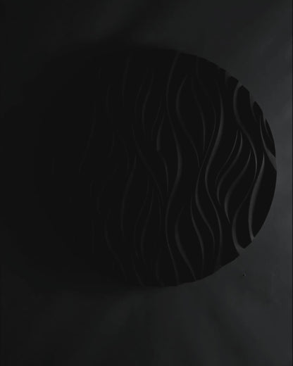 THE FIRE black- Round Wood Wall Sculpture