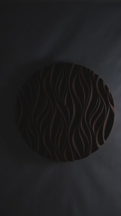 THE FIRE iroko - Round Wood Wall Sculpture