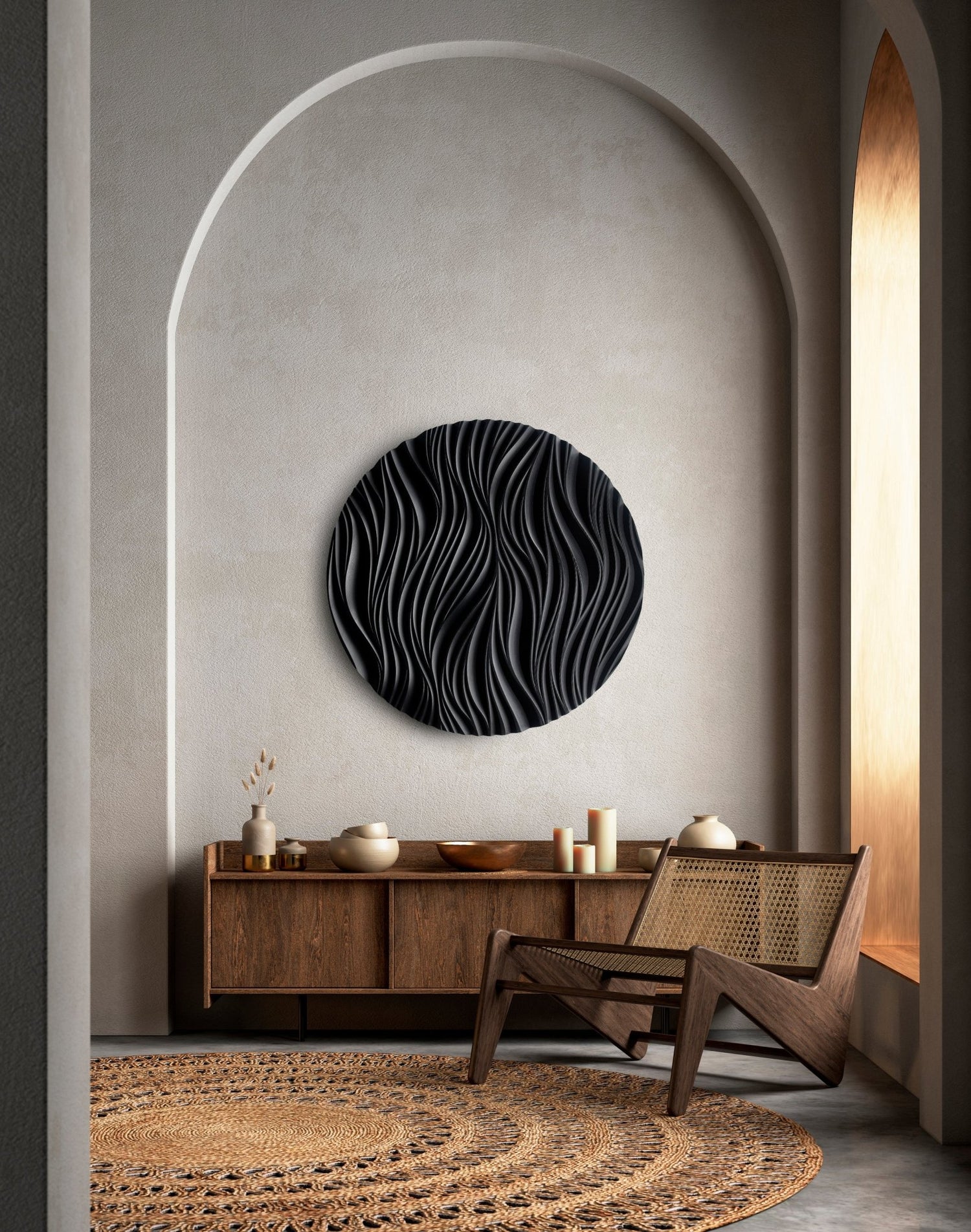 The black flame - | Round Wood Wall Hanging - SquareOff