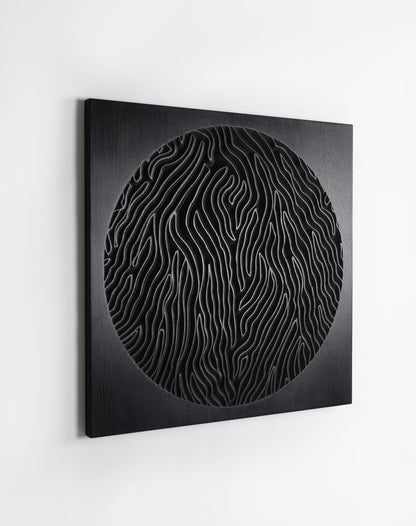 THE DESERT PLANET_Black Wooden Wall Panel - SquareOff