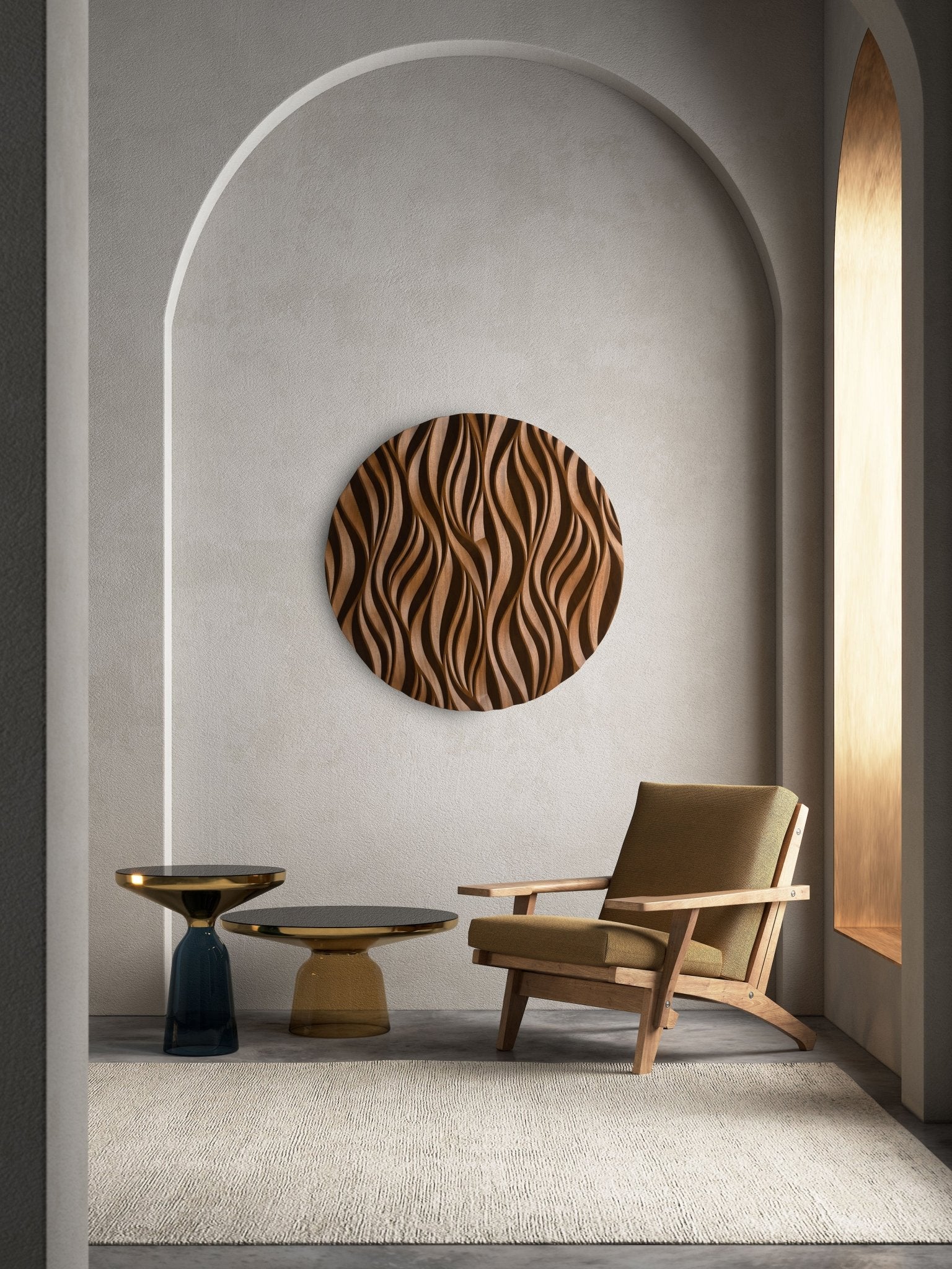 THE FIRE - Round Wood Wall Sculpture - SquareOff