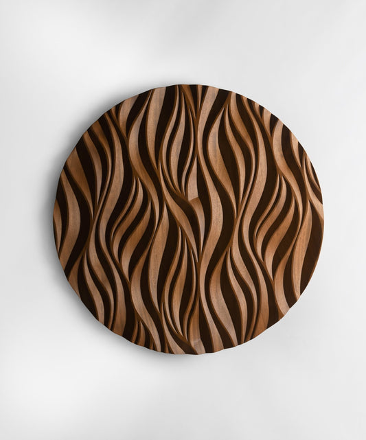 THE FIRE - Round Wood Wall Sculpture - SquareOff