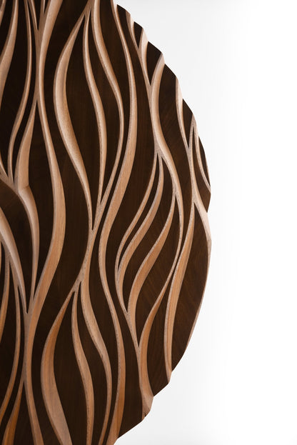 THE FIRE - Round Wood Wall Sculpture - SquareOff