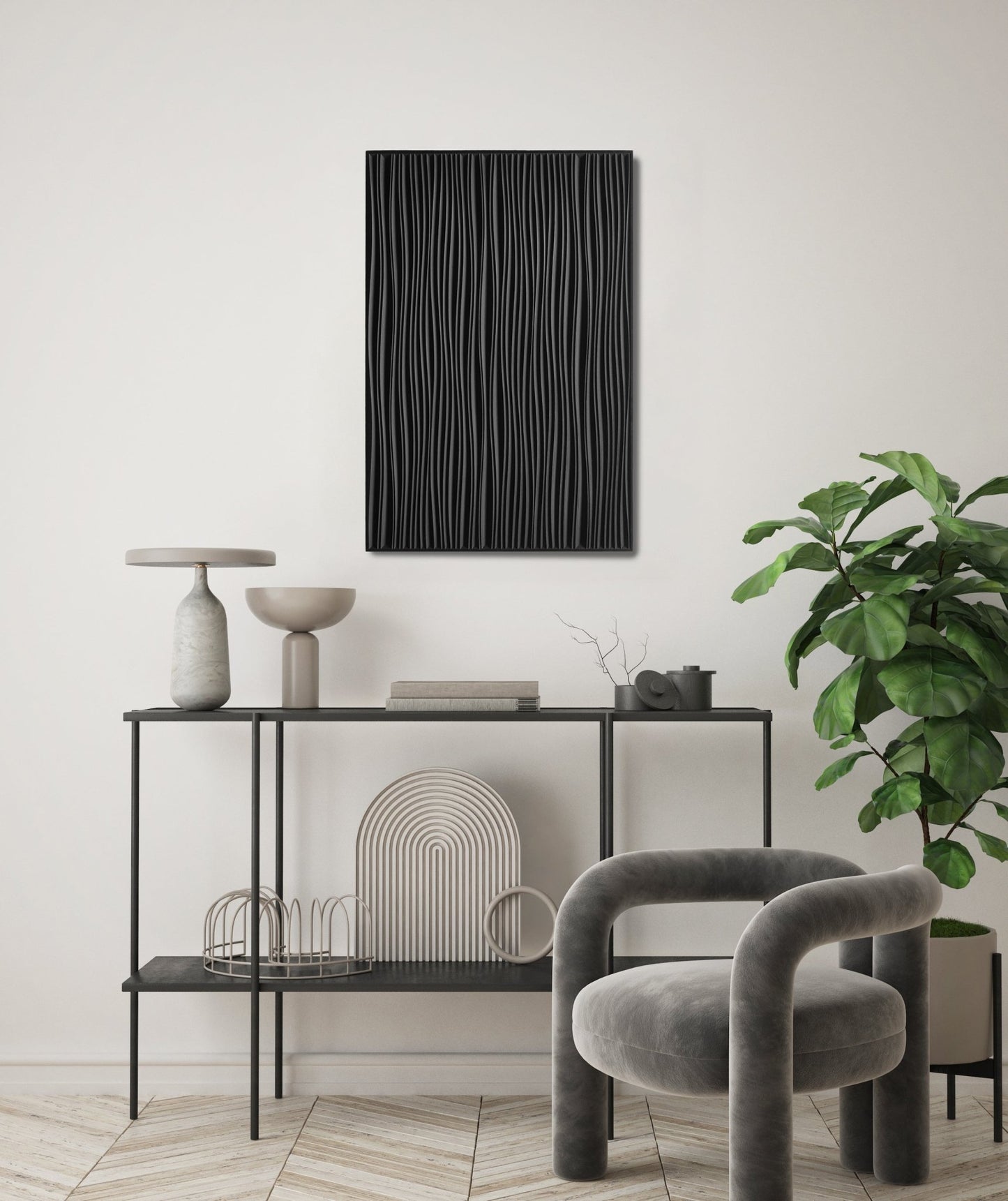 The sinuous_3d Geometric Wood Wall Art - SquareOff