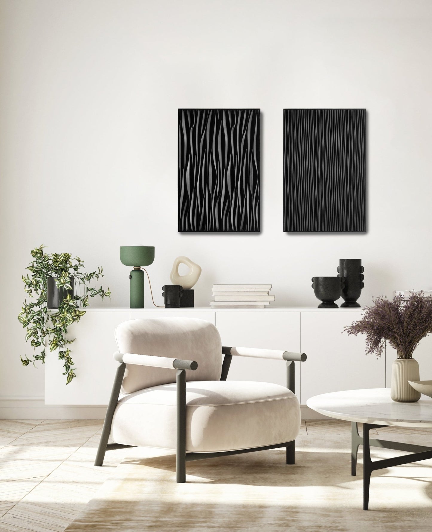 The sinuous_3d Geometric Wood Wall Art - SquareOff