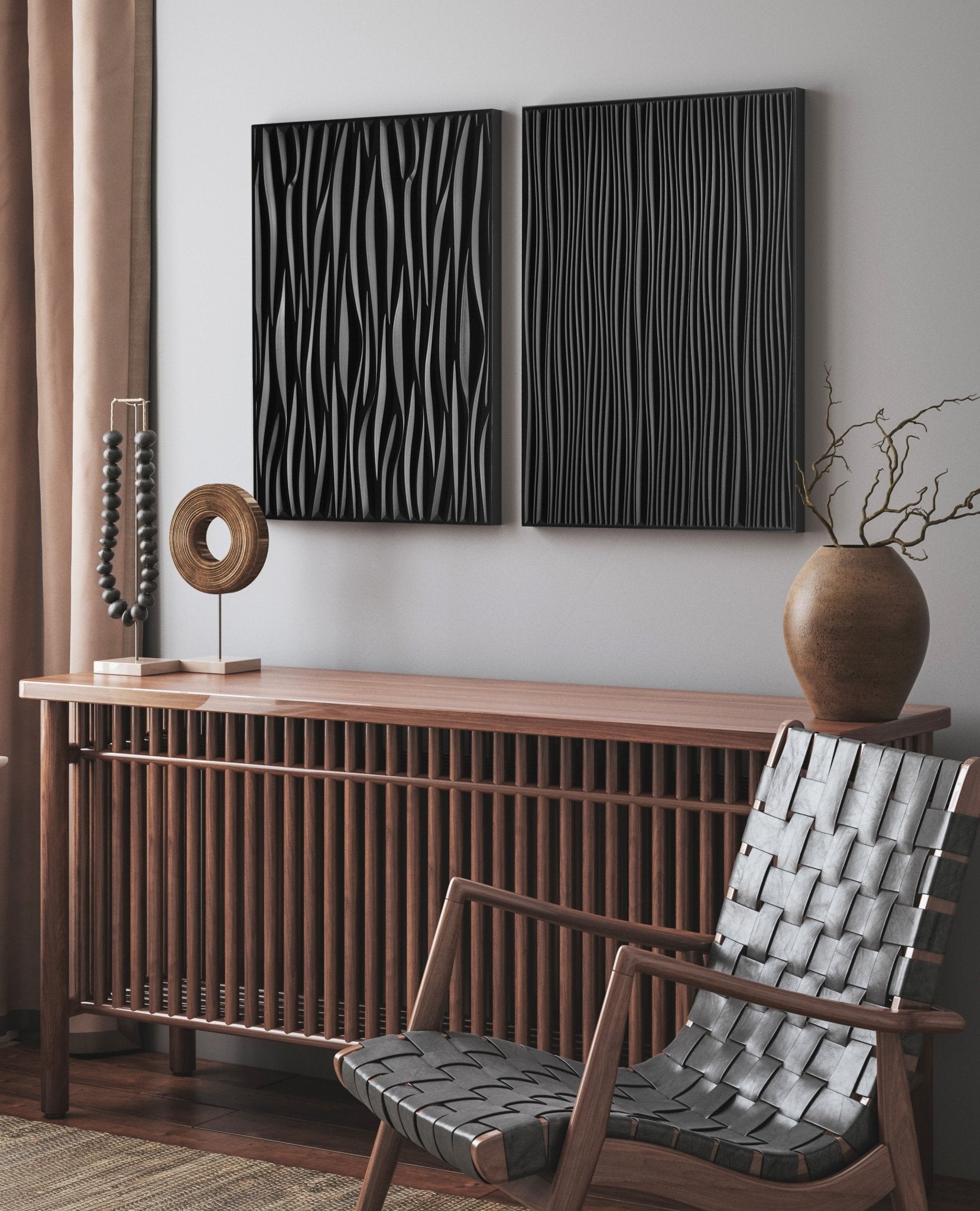 The sinuous_3d Geometric Wood Wall Art - SquareOff