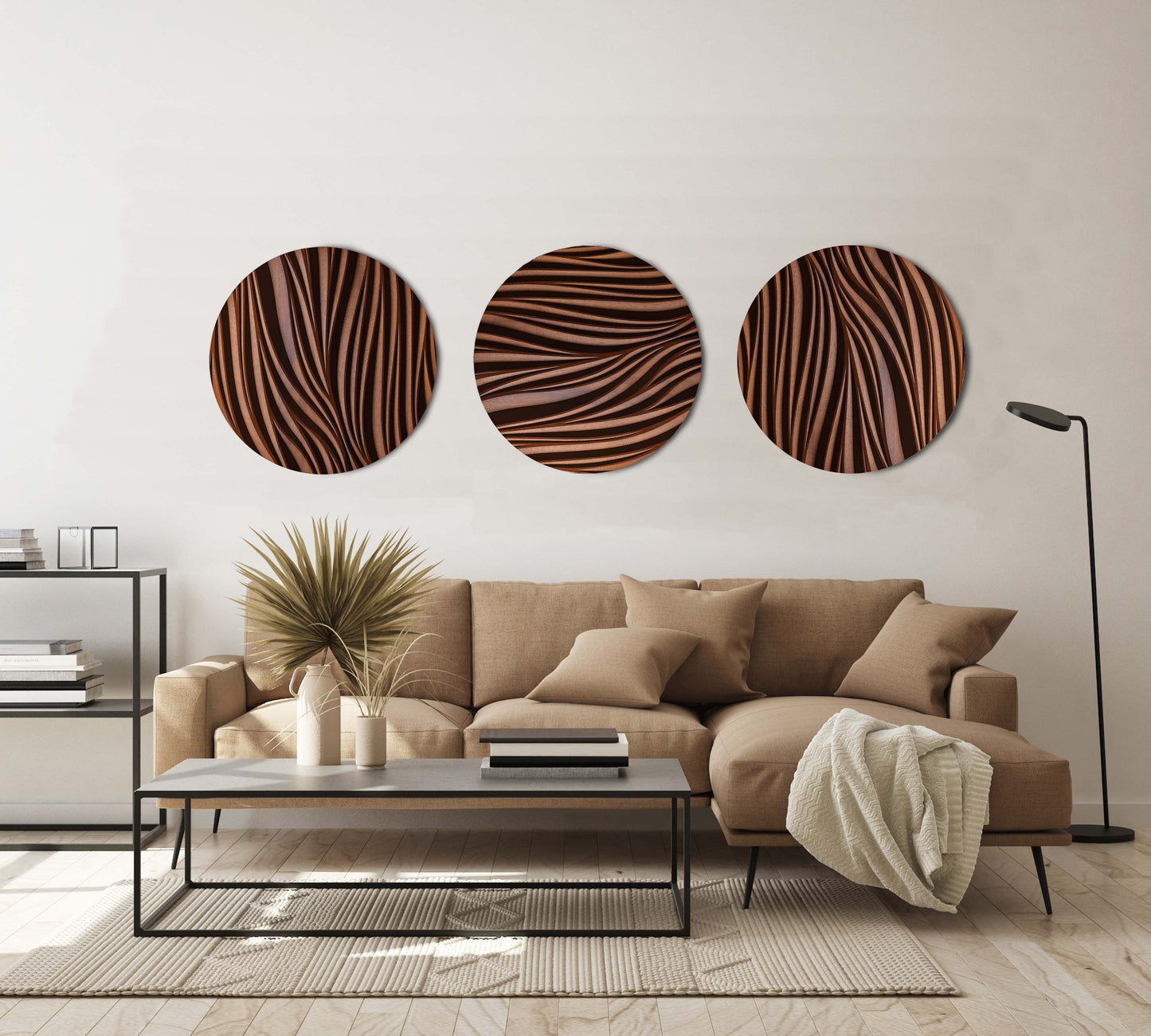 Decorative Wall Panel Set - Round Wall Sculpture Black and iroko (Copy) SquareOff